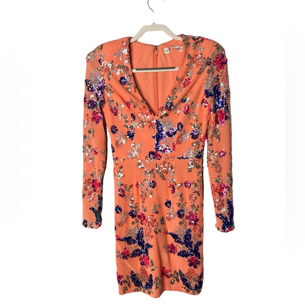 Dress the Population Multicolored Bodycon Dress with Plunge Neckline